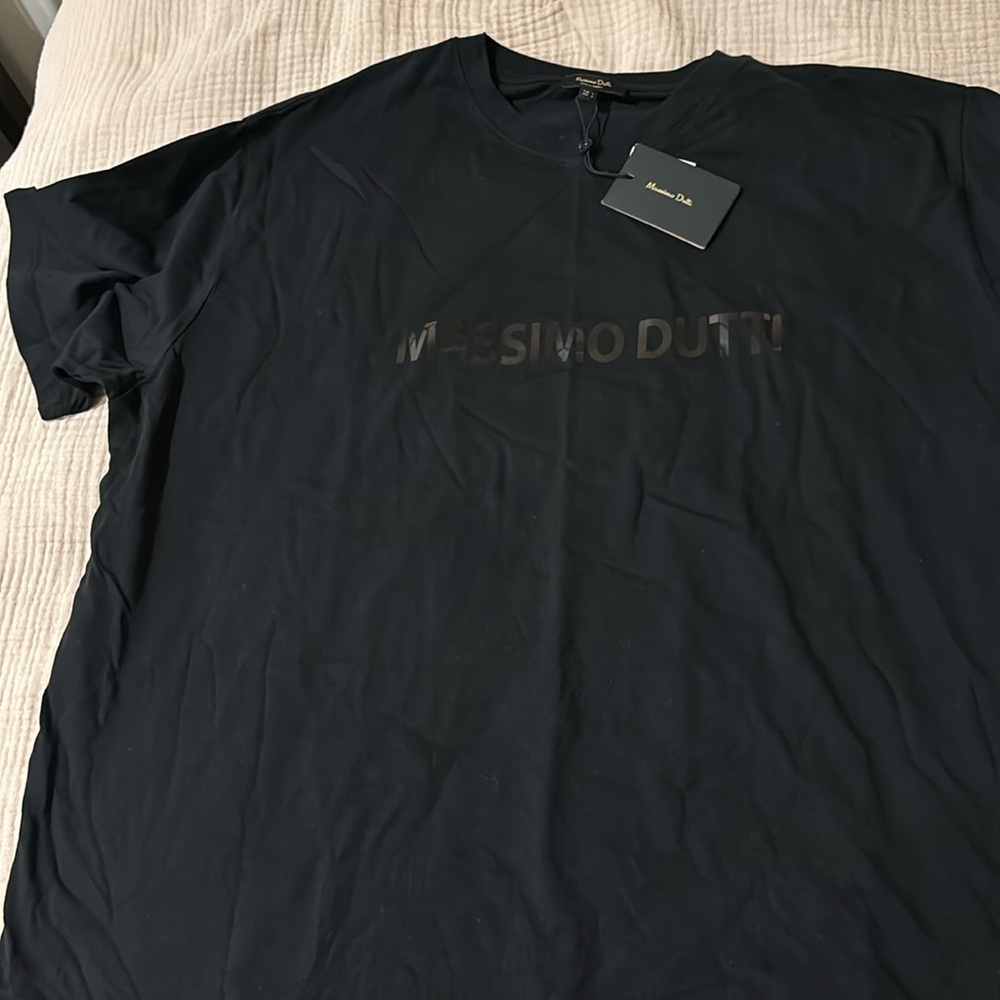 Massimo Dutti black T-shirt with black shiny lettering